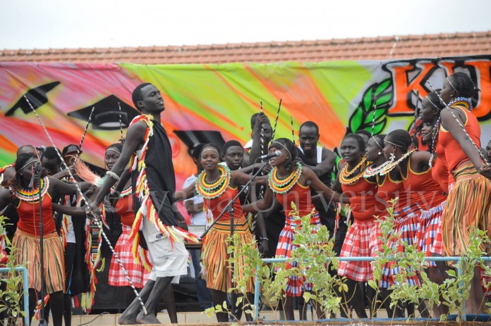 KU students performing a pokot dance at the KU@30 ceremony.